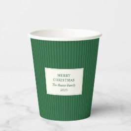 Modern Christmas Minimal Holiday Green Stripes 紙コップ