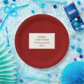 Modern Christmas Minimal Holiday Red Stripes ペーパープレート (パーティー)