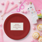 Modern Christmas Minimal Holiday Red Stripes ペーパープレート (パーティー)