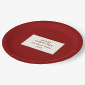 Modern Christmas Minimal Holiday Red Stripes ペーパープレート (アングル)