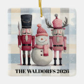 Modern Christmas Ornament Nutcrackers & Snowman セラミックオーナメント (正面)