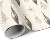 Modern Christmas Ornaments & Fir Trees on Ivory ラッピングペーパー (ロールコーナー)
