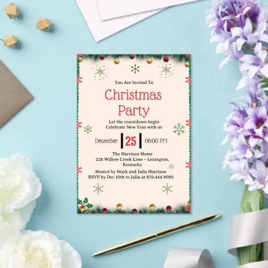 Modern Christmas Party Invitation Template アクリル招待状 (インサイチュ (ウェディング))