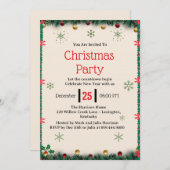 Modern Christmas Party Invitation Template 招待状 (正面/裏面)
