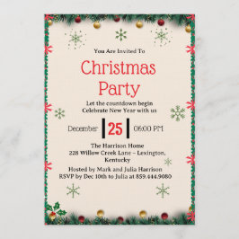 Modern Christmas Party Invitation Template 招待状