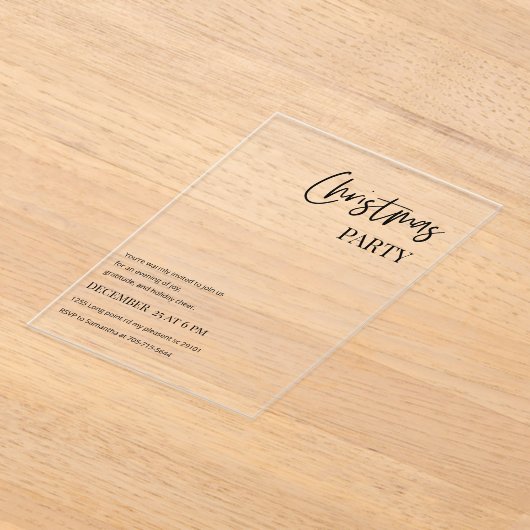 Modern Christmas Party Minimal アクリル招待状 (レイダウン)