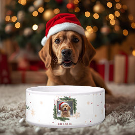 Modern Christmas Pet Bowl – Personalized Photo ボウル