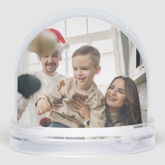 Modern Christmas Photo Card with Inset Snow Globe (裏面)