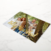 Modern Christmas Photo Feliz Navidad Gold 箔シーズンカード (回転した状態)