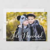 Modern Christmas Photo Feliz Navidad Plaid シーズンカード (正面)