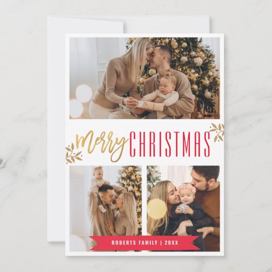 Modern Christmas Photo Trendy シーズンカード (正面)