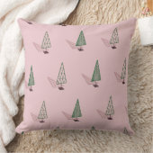 Modern Christmas Pillow in Pink & Green クッション (ブランケット)