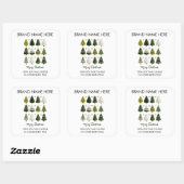 Modern Christmas Pine Trees Candle Labels スクエアシール (シート)