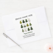 Modern Christmas Pine Trees Candle Labels スクエアシール (封筒)
