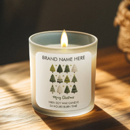 Modern Christmas Pine Trees Candle Labels スクエアシール