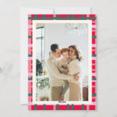 Modern Christmas Plaid Red Green Vertical 2 Photo シーズンカード (裏面)