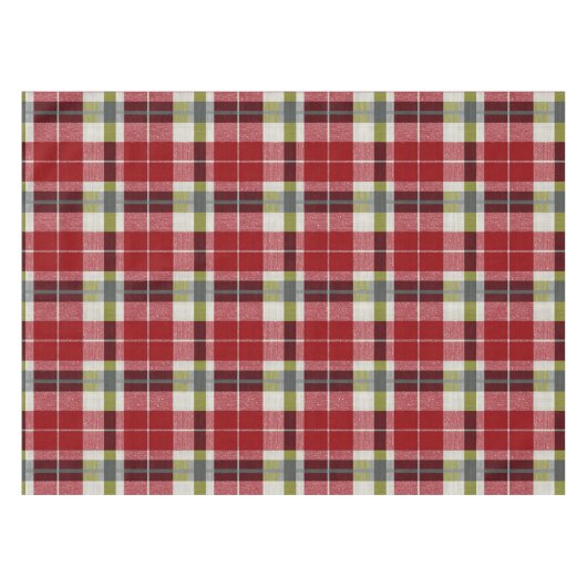 Modern Christmas Plaid Weave テーブルクロス (正面(横))