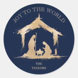 Modern Christmas Religious Nativity Mary & Joseph ラウンドシール