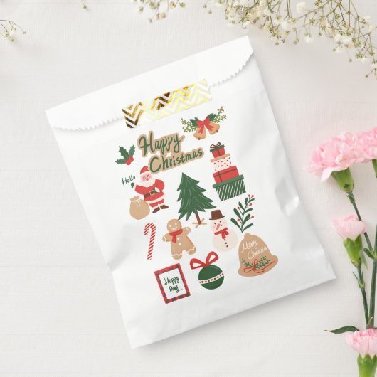 Modern Christmas Santa and Gingerbread Pattern フェイバーバッグ (封をした状態)