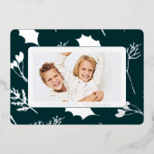 Modern Christmas Silver Botanicals 箔シーズンカード (正面)