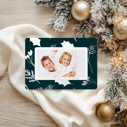 Modern Christmas Silver Botanicals 箔シーズンカード