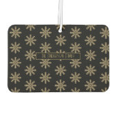 Modern Christmas Snowflakes Pattern Family Name   カーエアーフレッシュナー (裏面)