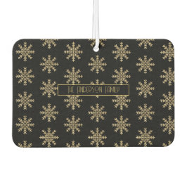 Modern Christmas Snowflakes Pattern Family Name   カーエアーフレッシュナー