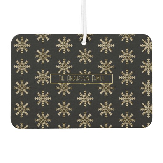 Modern Christmas Snowflakes Pattern Family Name   カーエアーフレッシュナー (正面)