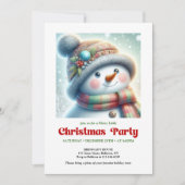 Modern Christmas snowman editable holiday invite 招待状 (正面)