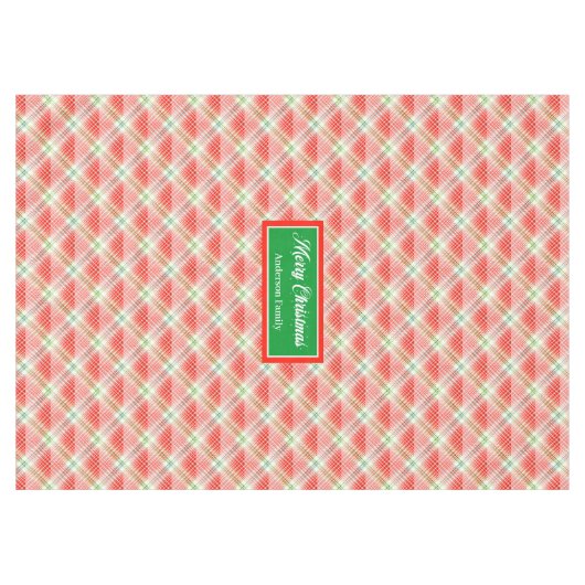 Modern Christmas Tablecloth Monogram Plaid Accent テーブルクロス (正面(横))