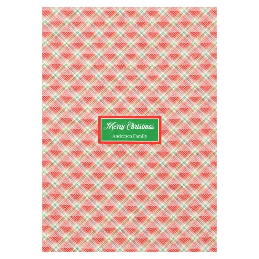 Modern Christmas Tablecloth Monogram Plaid Accent テーブルクロス (正面)