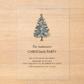 Modern Christmas Tree Acrylic Party アクリル招待状 (正面)