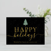 Modern Christmas Tree Company Logo Black & Gold 箔シーズンカード (立ち正面)