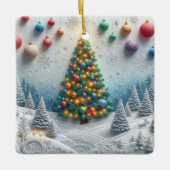 Modern Christmas Tree Embossed Forest  セラミックオーナメント (正面)