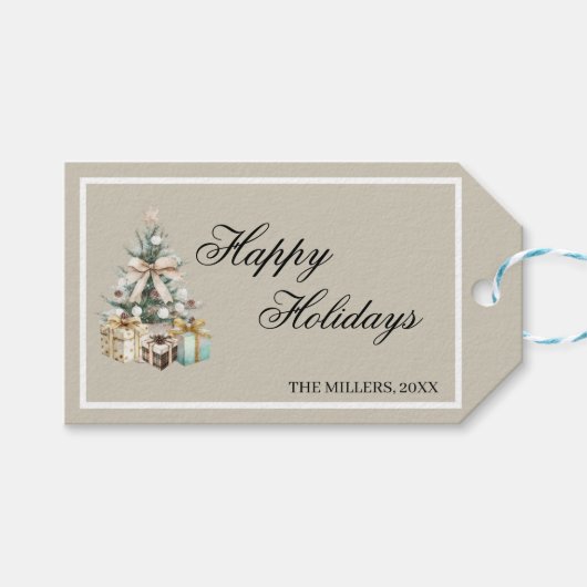 Modern Christmas Tree Gift Bag ギフトタグ (正面(横))