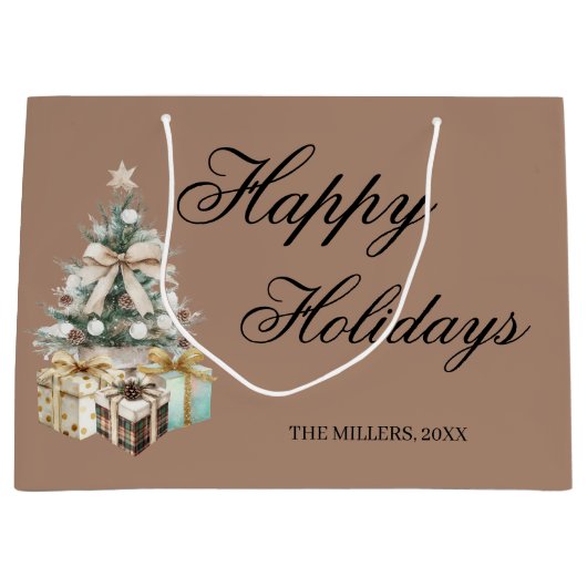 Modern Christmas Tree Gift Bag ラージペーパーバッグ (正面)