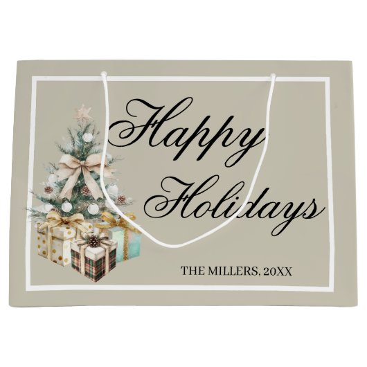 Modern Christmas Tree Gift Bag ラージペーパーバッグ (正面)