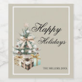 Modern Christmas Tree Gift Bag ワインラベル (シングルラベル)
