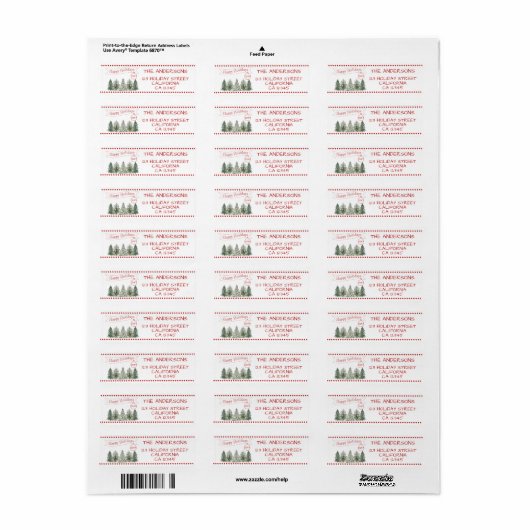 Modern Christmas Tree Holiday Return Address ラベル (フルシート)