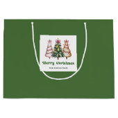 Modern Christmas Tree Leopard Print Gift Bag Custo ラージペーパーバッグ (正面)