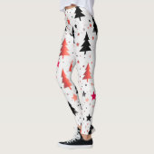 Modern Christmas Tree Pattern Leggings with Stars レギンス (左)