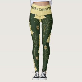 Modern Christmas Tree Pattern Leggings with Stars レギンス