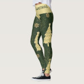 Modern Christmas Tree Pattern Leggings with Stars レギンス (左)