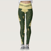 Modern Christmas Tree Pattern Leggings with Stars レギンス (正面)