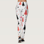 Modern Christmas Tree Pattern Leggings with Stars レギンス (裏面)