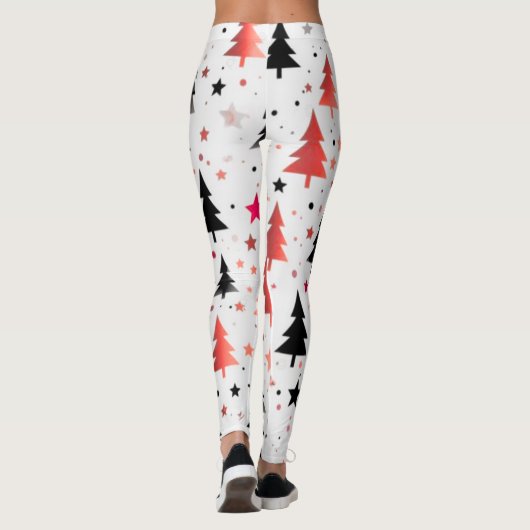 Modern Christmas Tree Pattern Leggings with Stars  レギンス (裏面)