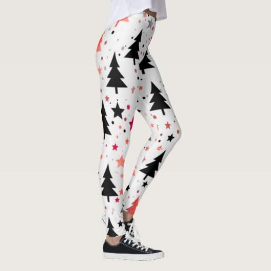 Modern Christmas Tree Pattern Leggings with Stars レギンス (右)