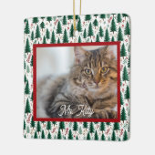 Modern Christmas Tree Pattern Pet Memorial Photo セラミックオーナメント (左)