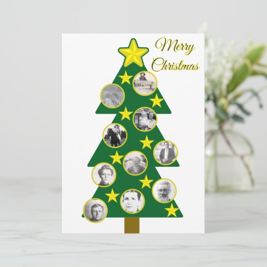 Modern Christmas Tree with Photo Ornaments  カード (スタンド正面)