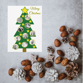 Modern Christmas Tree with Photo Ornaments  カード
